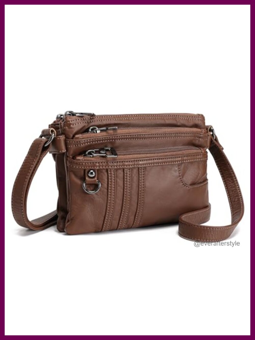 Small Crossbody Purse Synthetic Leather Multi Pocket Adjustable Strap Everyday